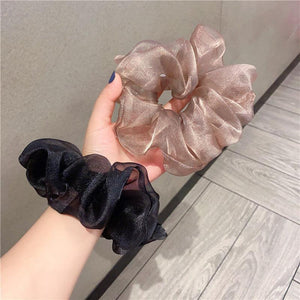 Oversized Scrunchies Organza Hair Ties Elastic Hair Band Women Girs Ponytail Holder Fashion Hair Ropes Ponytail Holder Hair Tie Ponytail Holder Accessories for Women Girls