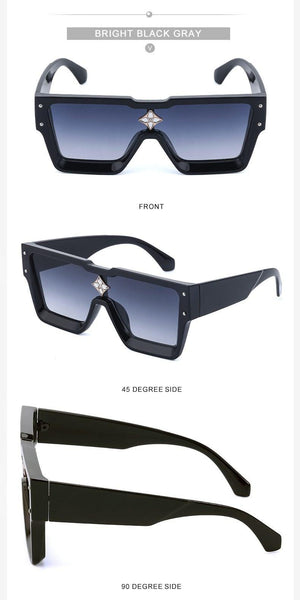 Oversized Square Rimless Shades UV400 Shape Sunglasses For Women New Fashionable New Big Frame Sun Glasses for Female New Latest Attractive Large Flat Top Eyewear For  Unisex