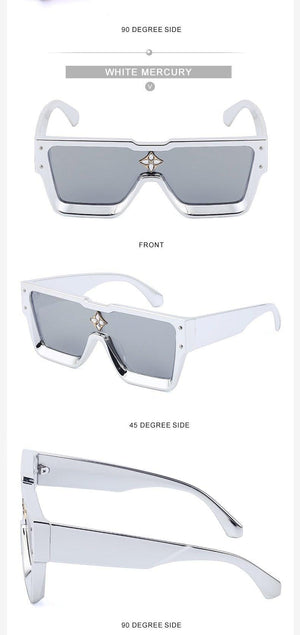 Oversized Square Rimless Shades UV400 Shape Sunglasses For Women New Fashionable New Big Frame Sun Glasses for Female New Latest Attractive Large Flat Top Eyewear For  Unisex