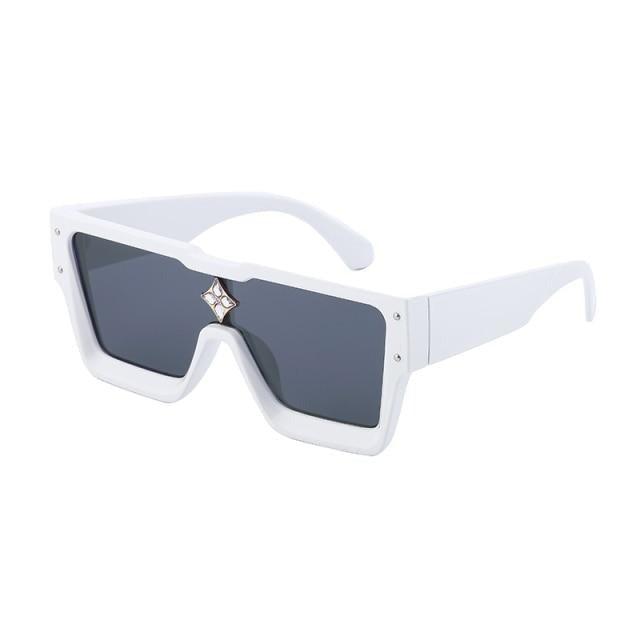 Oversized Square Shape Sunglasses For Women & Men New  Luxury Design Sun Glasses For Female New Fashionable  Large Frame Silver Mirror Eyewear