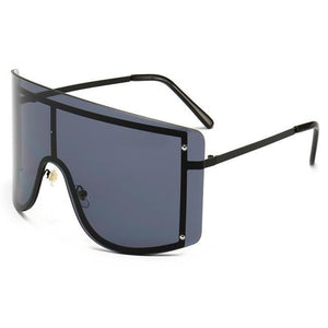 Oversized Women Blue & Yellow Gradient Sunglasses  Fashionable Rimless In Metal For Female New Shades Personality Eyewear