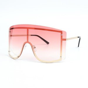 Oversized Women Blue & Yellow Gradient Sunglasses  Fashionable Rimless In Metal For Female New Shades Personality Eyewear