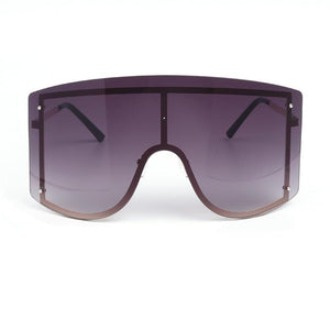 Oversized Women Blue & Yellow Gradient Sunglasses  Fashionable Rimless In Metal For Female New Shades Personality Eyewear