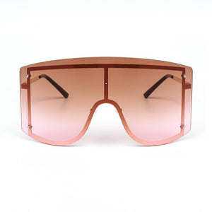 Oversized Women Blue & Yellow Gradient Sunglasses  Fashionable Rimless In Metal For Female New Shades Personality Eyewear