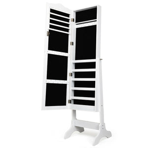 Mirrored Lockable Jewelry Cabinet Armoire Organizer Storage Box-Black