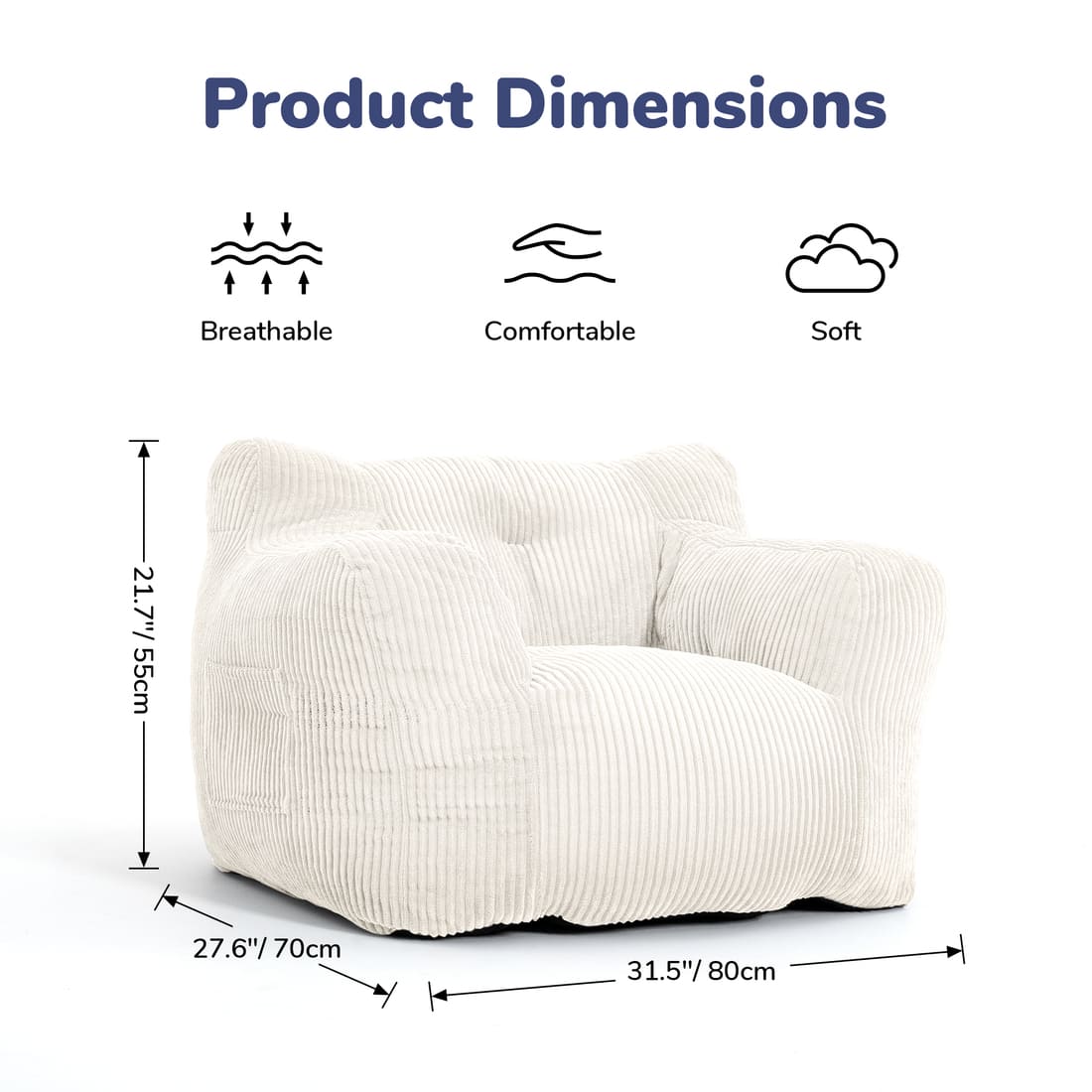 Kids & Teens Corduroy Bean Bag Chair