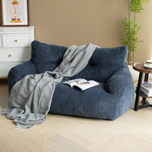 2-Person Bean Bag Sofa Chair, 63" Wide Corduroy with Memory Foam