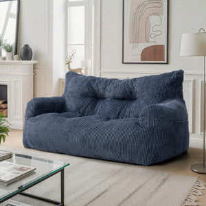 2-Person Bean Bag Sofa Chair, 63" Wide Corduroy with Memory Foam
