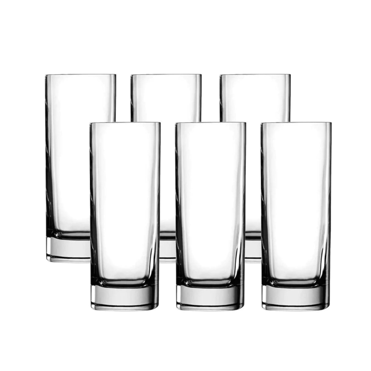 Luigi Bormioli Strauss - Set of 6 Highball Glasses - Elegant Square Crystal 16.5 Oz. Drinking Glass for Cocktails Water Juice Made in Italy.