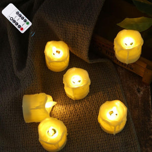 Pack of 6 or 12 Remote or Not Remote Flameless Battery Candles Realistic and Bright Flickering Bulb Battery Operated Flameless LED Tea Light Ideal for Parties Weddings Birthdays Hollween Gift Realistic and Bright Flickering Fake Dancing Flame Tea lights