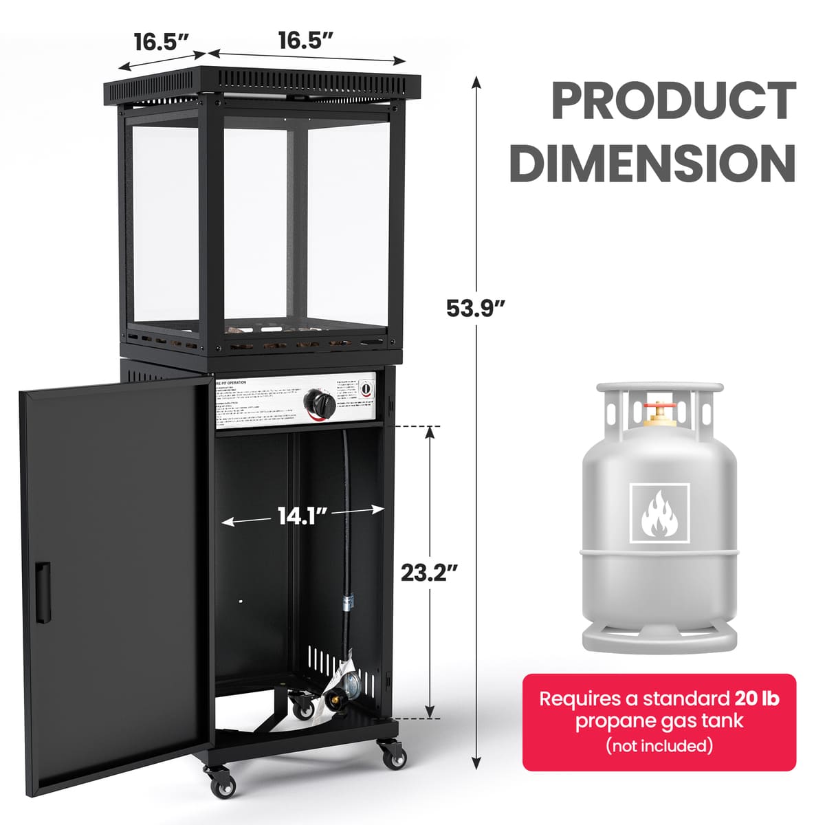 Pyra Base Patio Heater 41,000 BTU, Vent Top