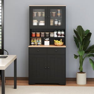 Pantry Cabinet with 2 Removable Shelves-Black