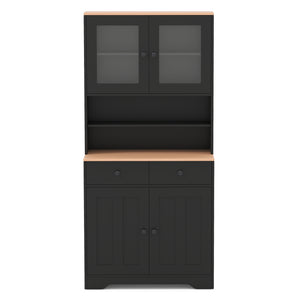 Pantry Cabinet with 2 Removable Shelves-Black