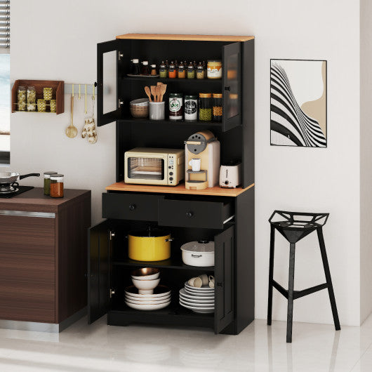 Pantry Cabinet with 2 Removable Shelves-Black