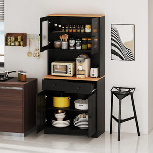 Pantry Cabinet with 2 Removable Shelves-Black