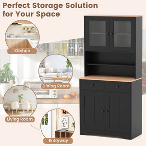 Pantry Cabinet with 2 Removable Shelves-Black