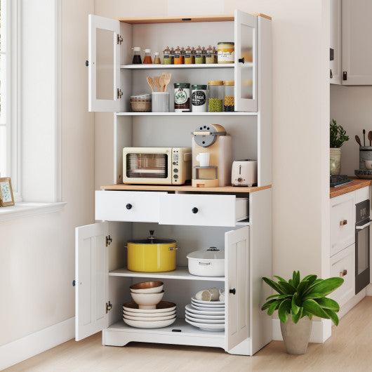 Pantry Cabinet with 2 Removable Shelves-White