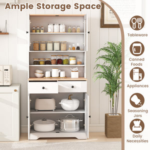 Pantry Cabinet with 2 Removable Shelves-White