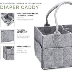 Parker Baby Diaper Caddy - Nursery Storage Bin and Car Organizer for Diapers and Baby Wipes