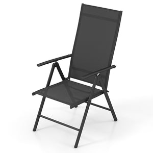 1 Piece Patio Folding Dining Chairs with 7-Level Adjustable High Backrest-Black by DirectDeals