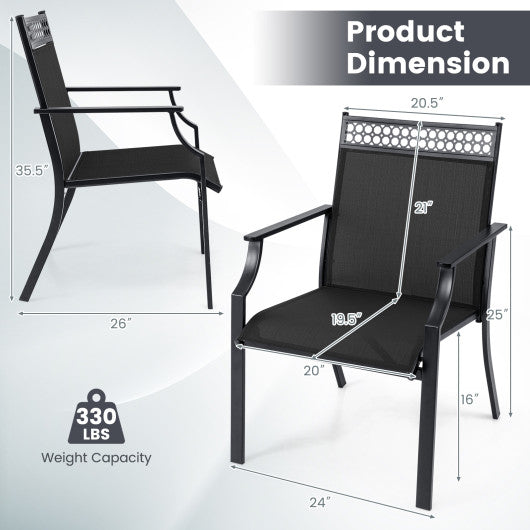 Patio Chairs Set of 2 with All Weather Breathable Fabric-Black