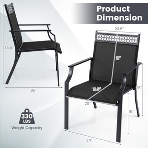 Patio Chairs Set of 2 with All Weather Breathable Fabric-Black