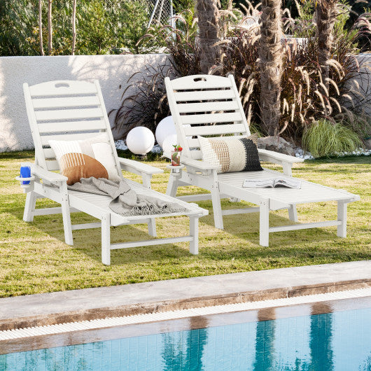 Patio Chaise Lounge Chair with 4 Position Backrest-White
