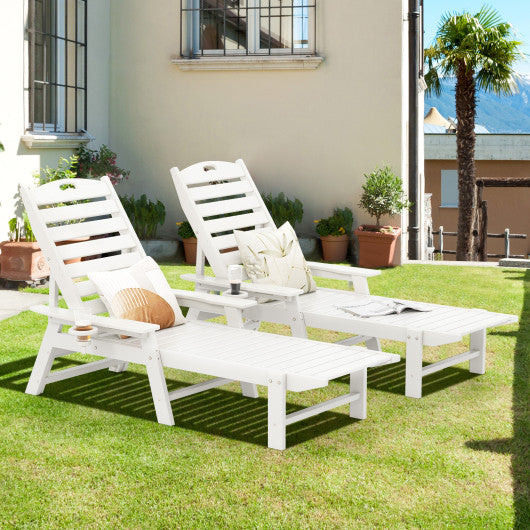 Patio Chaise Lounge Chair with 4 Position Backrest-White