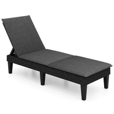 Patio Lounge Chair 3-Position Adjustable Backrest and Cushion-Gray