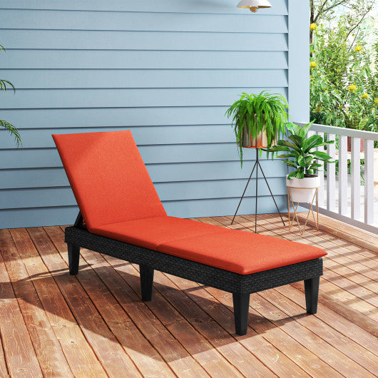 Patio Lounge Chair 3-Position Adjustable Backrest and Cushion-Orange
