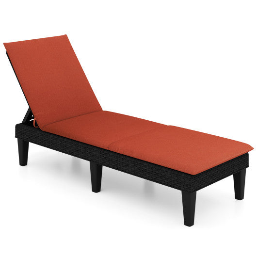 Patio Lounge Chair 3-Position Adjustable Backrest and Cushion-Orange