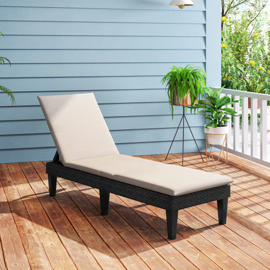 Patio Lounge Chair 3-Position Adjustable Backrest and Cushion-White