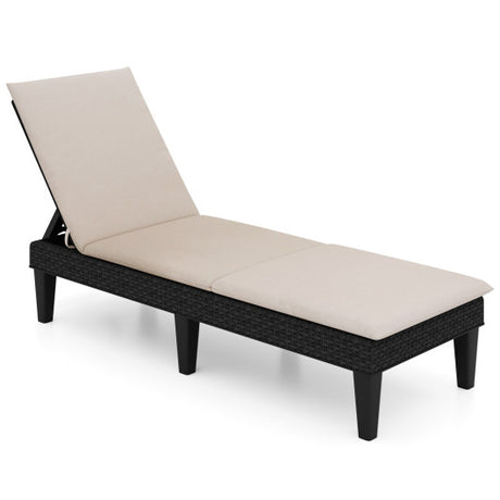 Patio Lounge Chair 3-Position Adjustable Backrest and Cushion-White