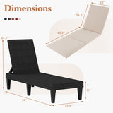 Patio Lounge Chair 3-Position Adjustable Backrest and Cushion-White