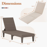 Patio Lounge Outdoor Recliner Chair with Cushion 3-Position Adjustable Backrest-Beige