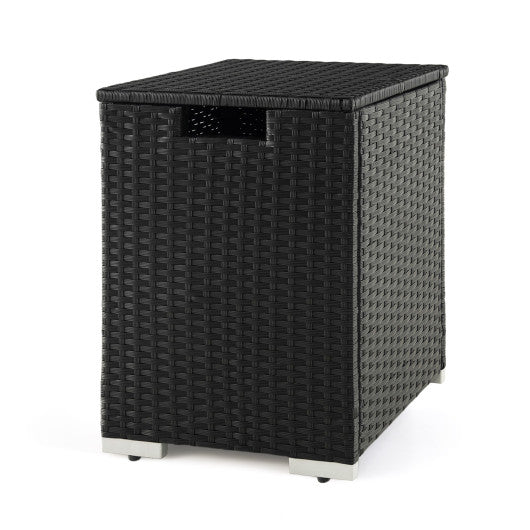 2-in-1 Patio Rattan Gas Propane Tank Cover for 20 lbs Propane Tanks-Black