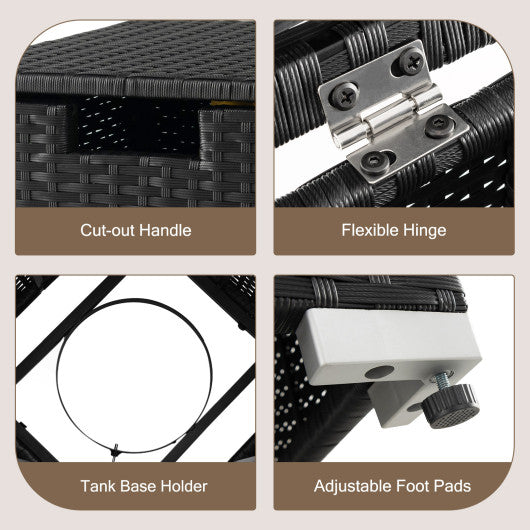 2-in-1 Patio Rattan Gas Propane Tank Cover for 20 lbs Propane Tanks-Black