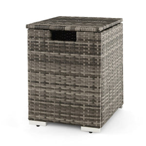 2-in-1 Patio Rattan Gas Propane Tank Cover for 20 lbs Propane Tanks-Gray