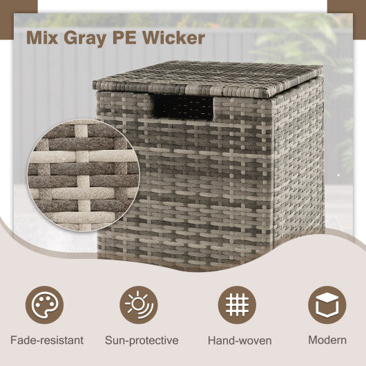 2-in-1 Patio Rattan Gas Propane Tank Cover for 20 lbs Propane Tanks-Gray