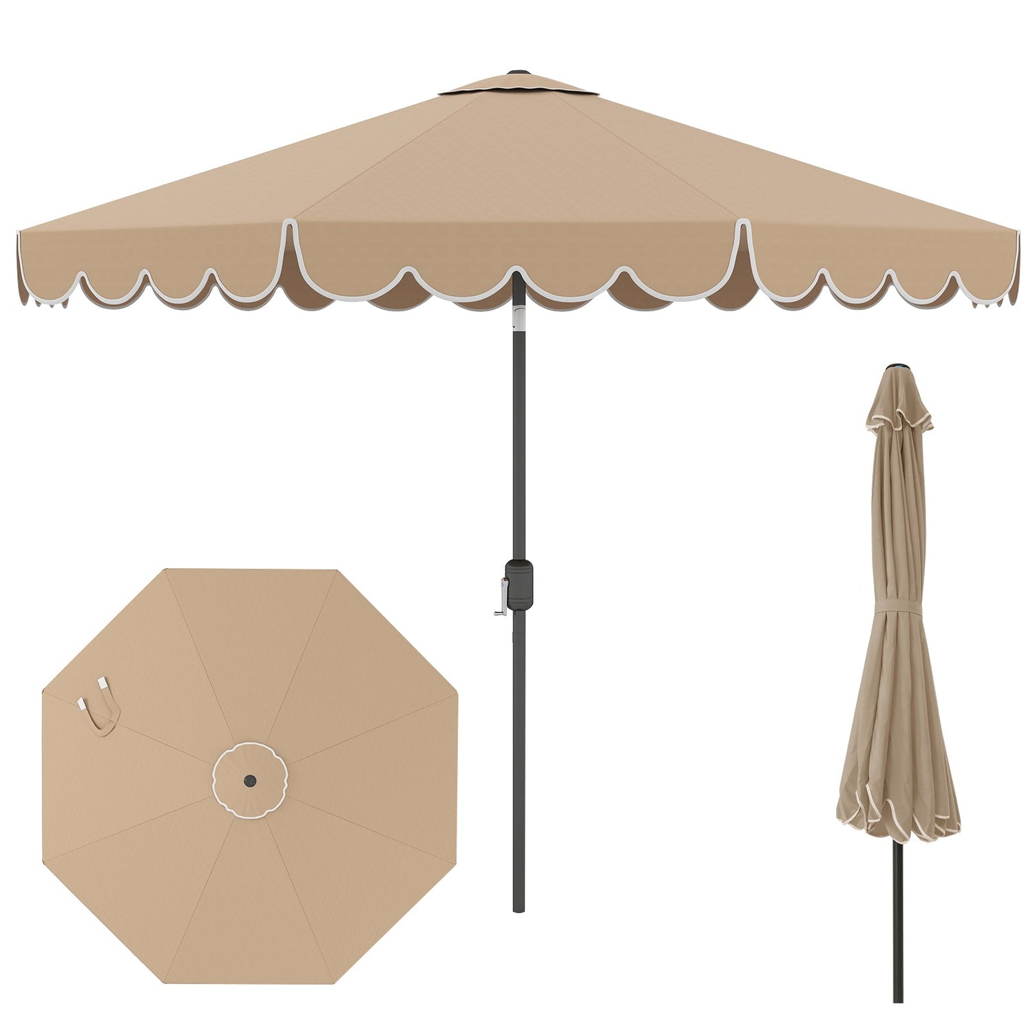 10 Feet Patio Umbrella Outdoor Market Umbrella with Crank Tilt Adjustment-Brown by DirectDeals