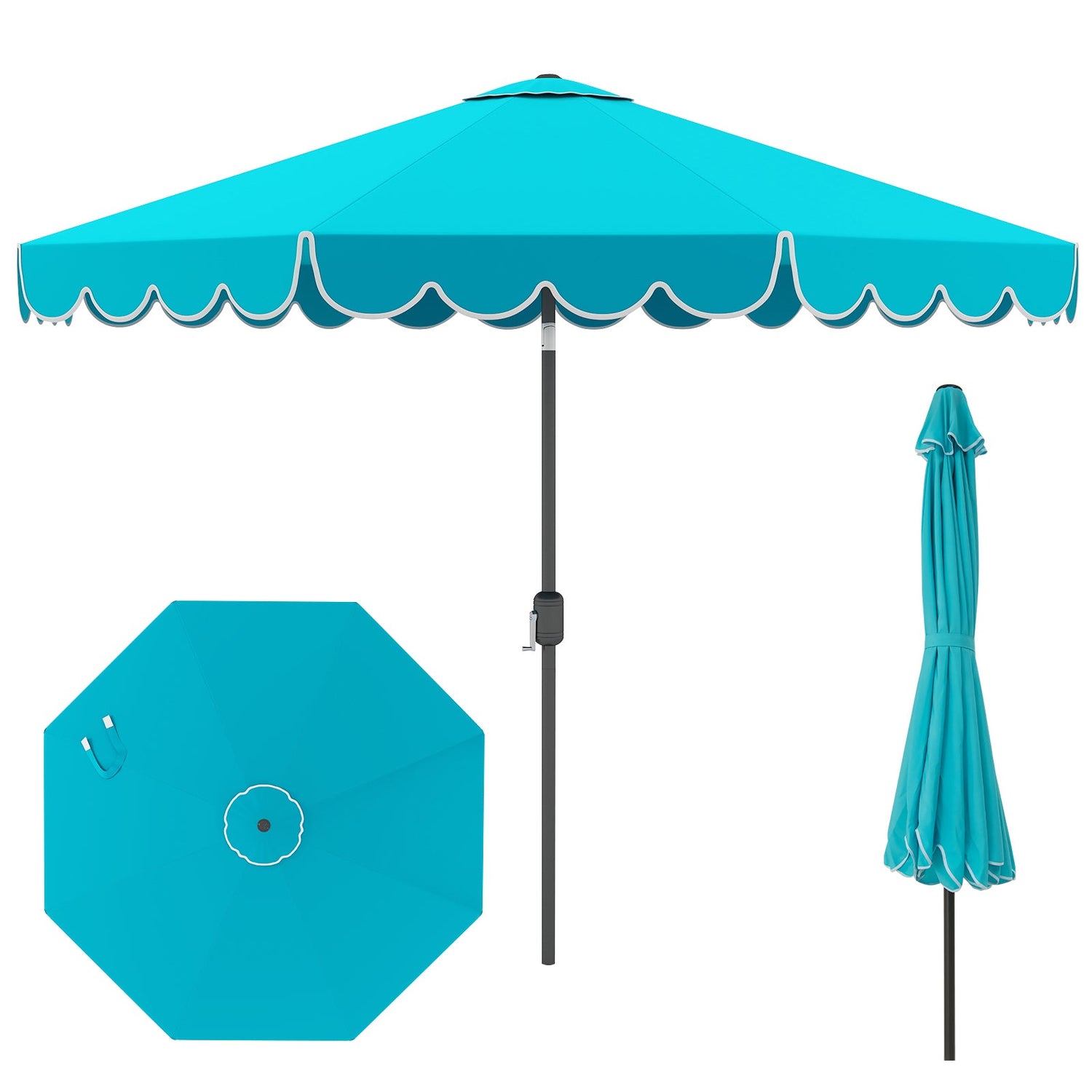 10 Feet Patio Umbrella Outdoor Market Umbrella with Crank Tilt Adjustment-Turquoise by DirectDeals