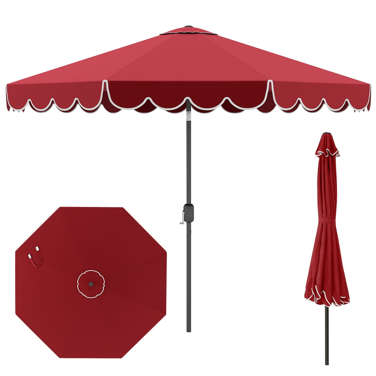 10 Feet Patio Umbrella Outdoor Market Umbrella with Crank Tilt Adjustment-Wine by DirectDeals