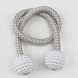 Pearl Magnetic Curtain Clip Tieback Home Decor Buckle Curtain Holder Hanging Ball Rope Straps Holdbacks Room Accessories Strong Magnetic Curtain Tiebacks Pearl Decorative Rope Window Holdbacks For Drapes Home Office