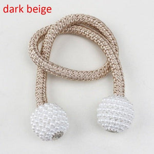 Pearl Magnetic Curtain Clip Tieback Home Decor Buckle Curtain Holder Hanging Ball Rope Straps Holdbacks Room Accessories Strong Magnetic Curtain Tiebacks Pearl Decorative Rope Window Holdbacks For Drapes Home Office