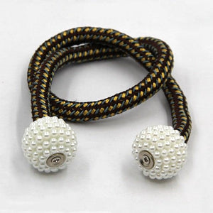 Pearl Magnetic Curtain Clip Tieback Home Decor Buckle Curtain Holder Hanging Ball Rope Straps Holdbacks Room Accessories Strong Magnetic Curtain Tiebacks Pearl Decorative Rope Window Holdbacks For Drapes Home Office