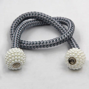 Pearl Magnetic Curtain Clip Tieback Home Decor Buckle Curtain Holder Hanging Ball Rope Straps Holdbacks Room Accessories Strong Magnetic Curtain Tiebacks Pearl Decorative Rope Window Holdbacks For Drapes Home Office