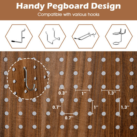 Pegboard Display with 360 ° Metal Hinges and Solid Wood Frame-4 Panel