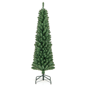 Pencil Christmas Tree with Memory Wire Branch Tips and Warm  LED Lights-5FT