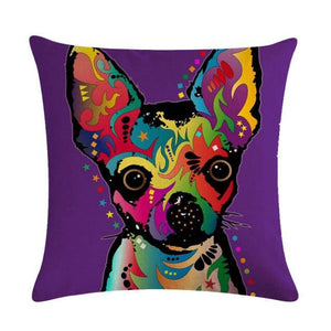 Pet Dog Elegant Design Linen Cotton Throw Pillow Covers Dog Pattern Cotton Throw Pillow Covers Car Sofa Cushion Cover Pillowcases Couch Cushion Cover Home Sofa Bed Decorative Pillows