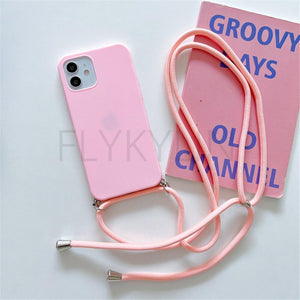 Phone Case  Strap Cord Chain Phone Case For Xiaomi Redmi Note 10 9 10S 9S Pro Max 10 9 9A 9C Cover Mi POCO X3 NFC Pro 12 Pro 11 Lite Crossbody Case Soft Matte Phone Holder with Neck Strap